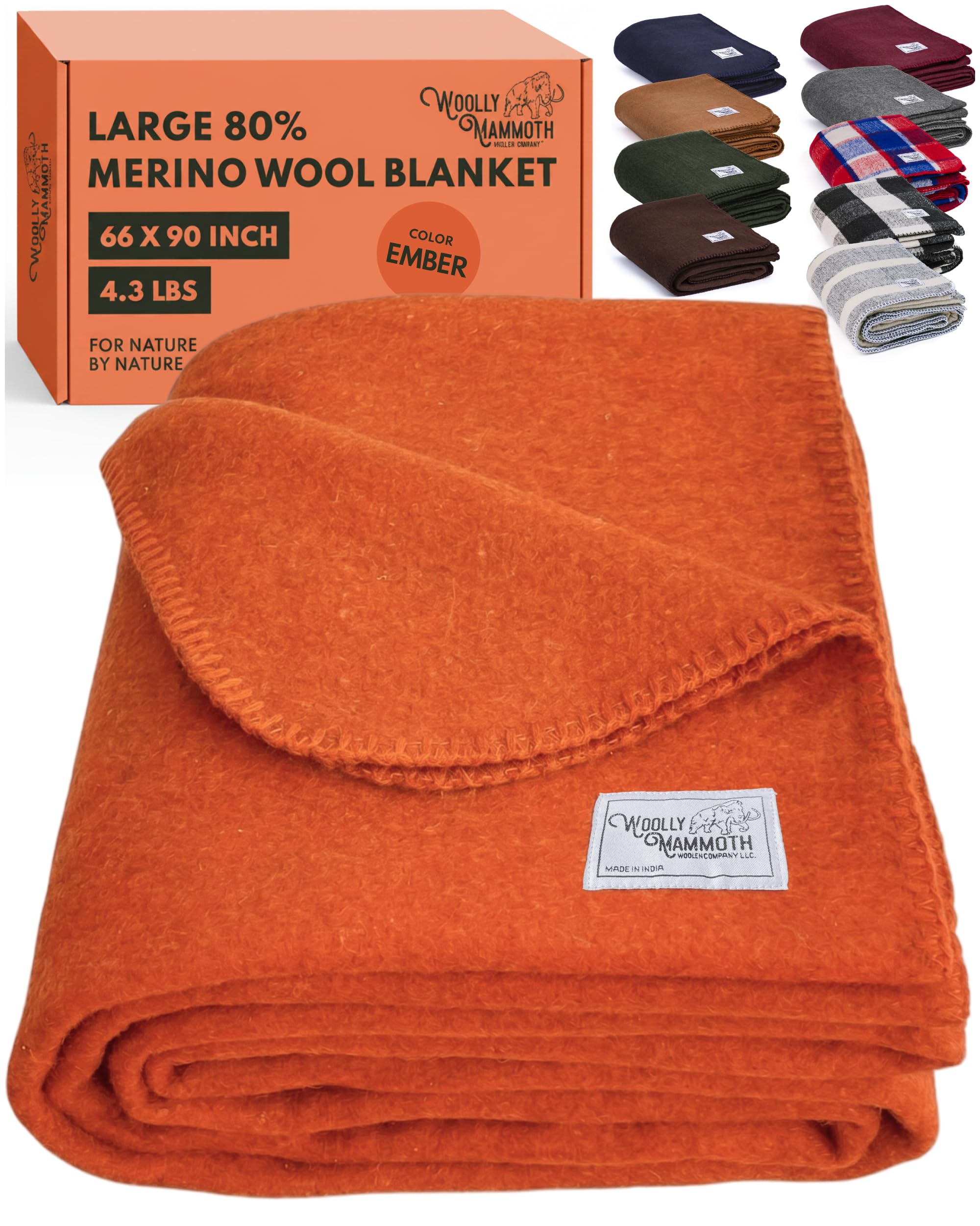 Amazon.com: Woolly Mammoth Woolen Company Merino Wool Blanket - 80
